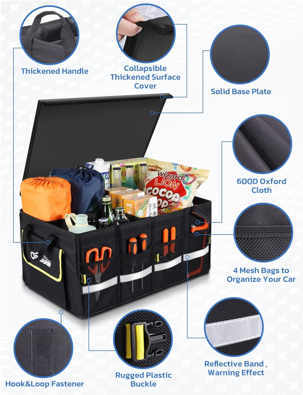 Waterproof 3-Compartment Car Trunk Organizer