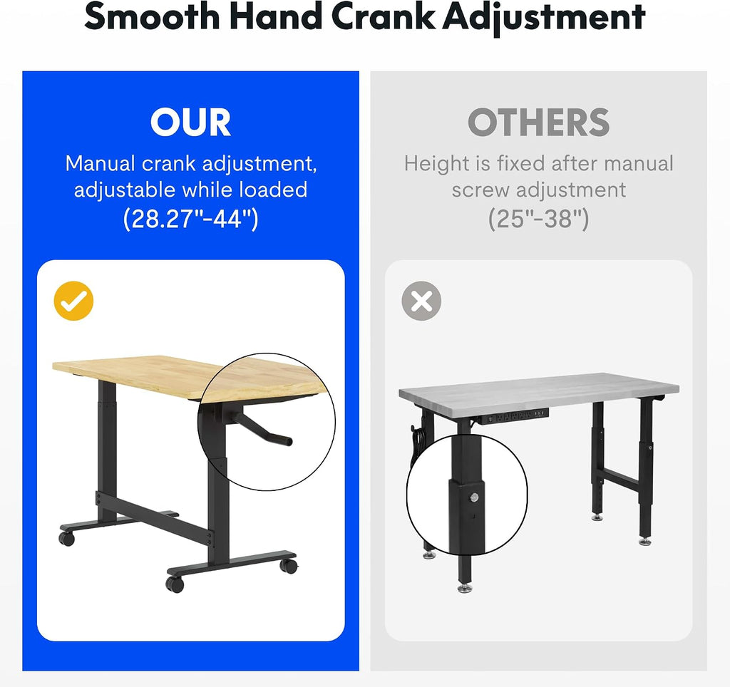 47.2"x23.6" Crank Adjustable Rolling Workbench