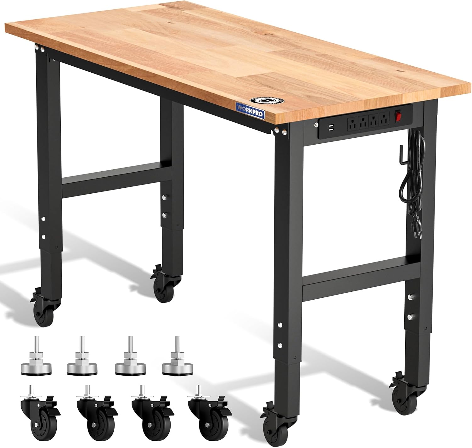48" Mobile Rubberwood Power Workbench