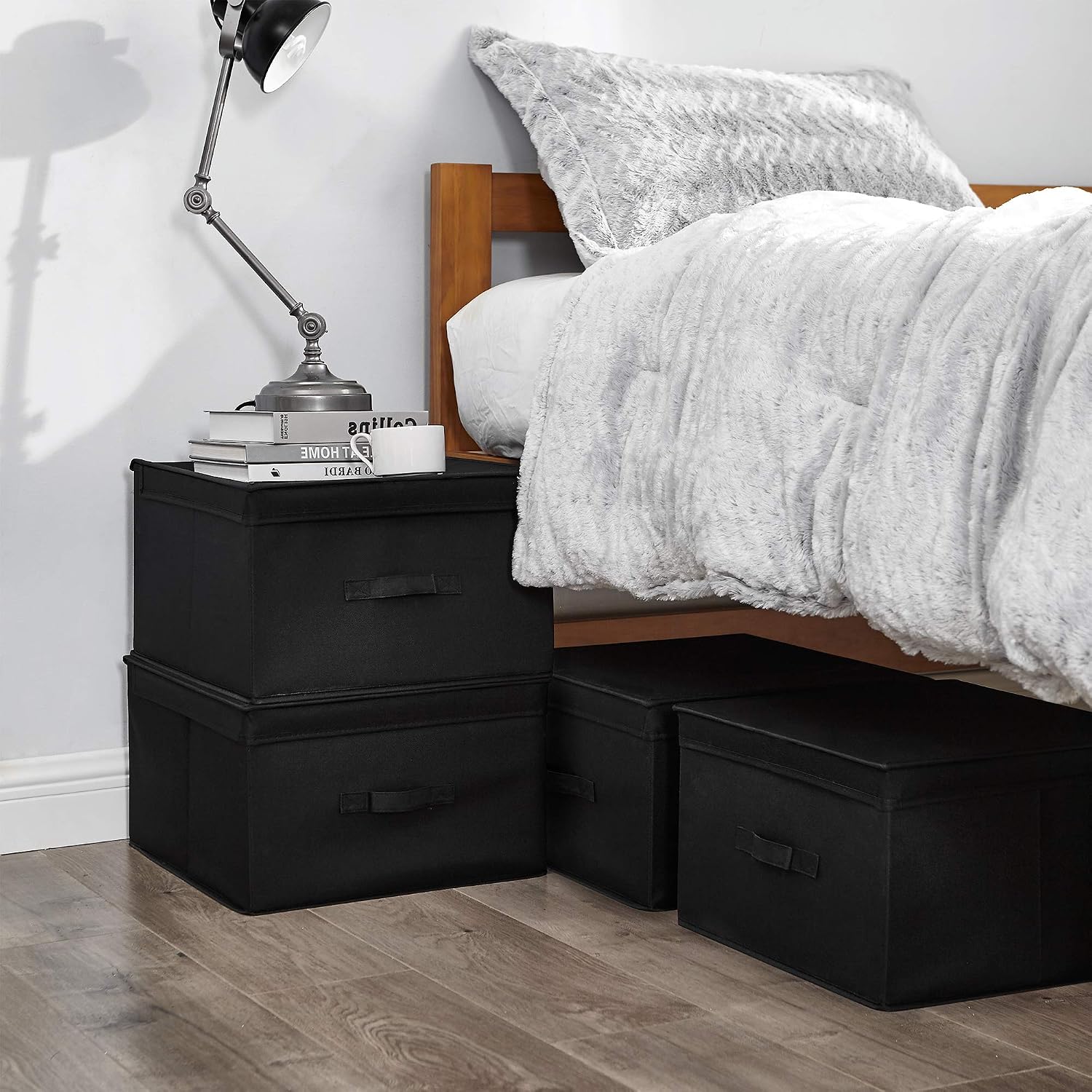 4 Pack Black Jumbo Collapsible Storage Boxes