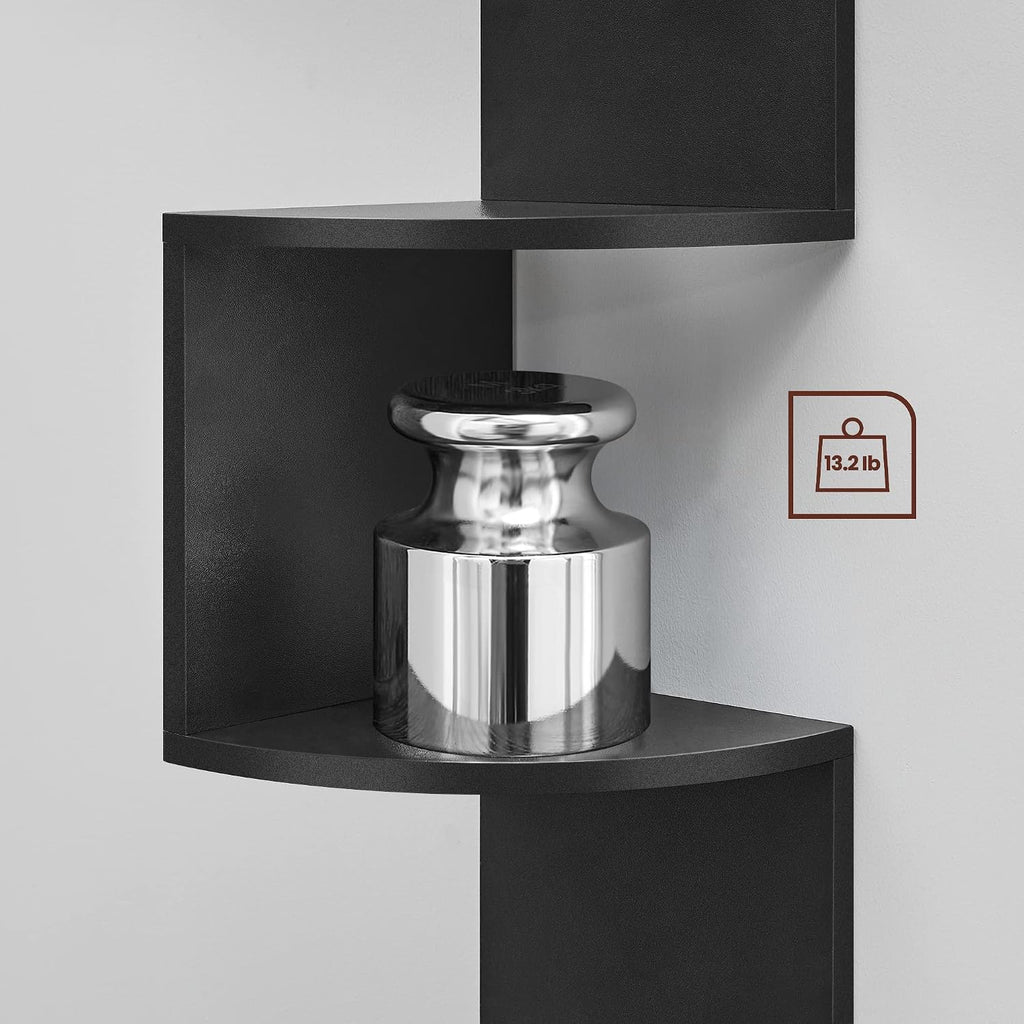 Black Floating 5-Tier Corner Shelf