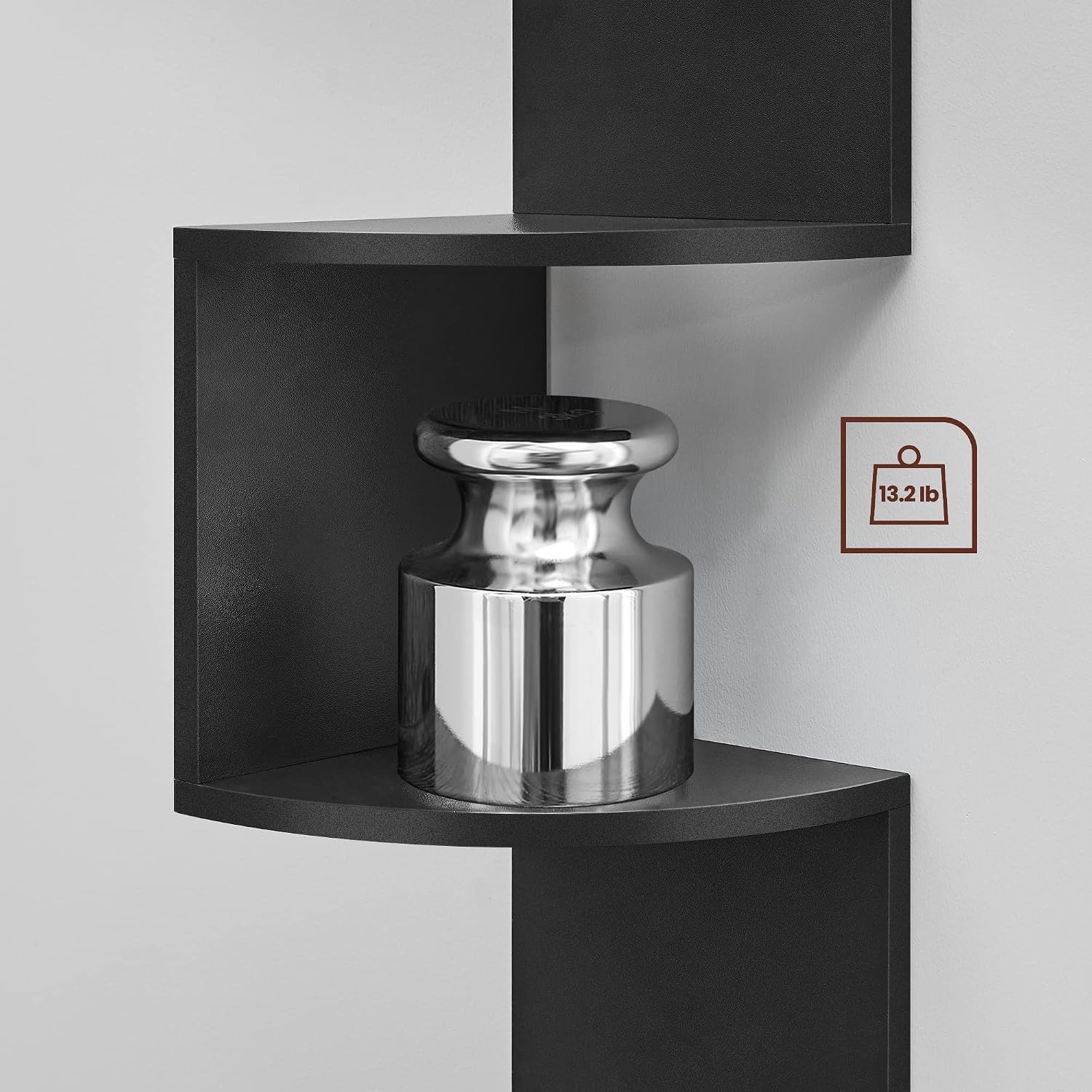 Black Floating 5-Tier Corner Shelf