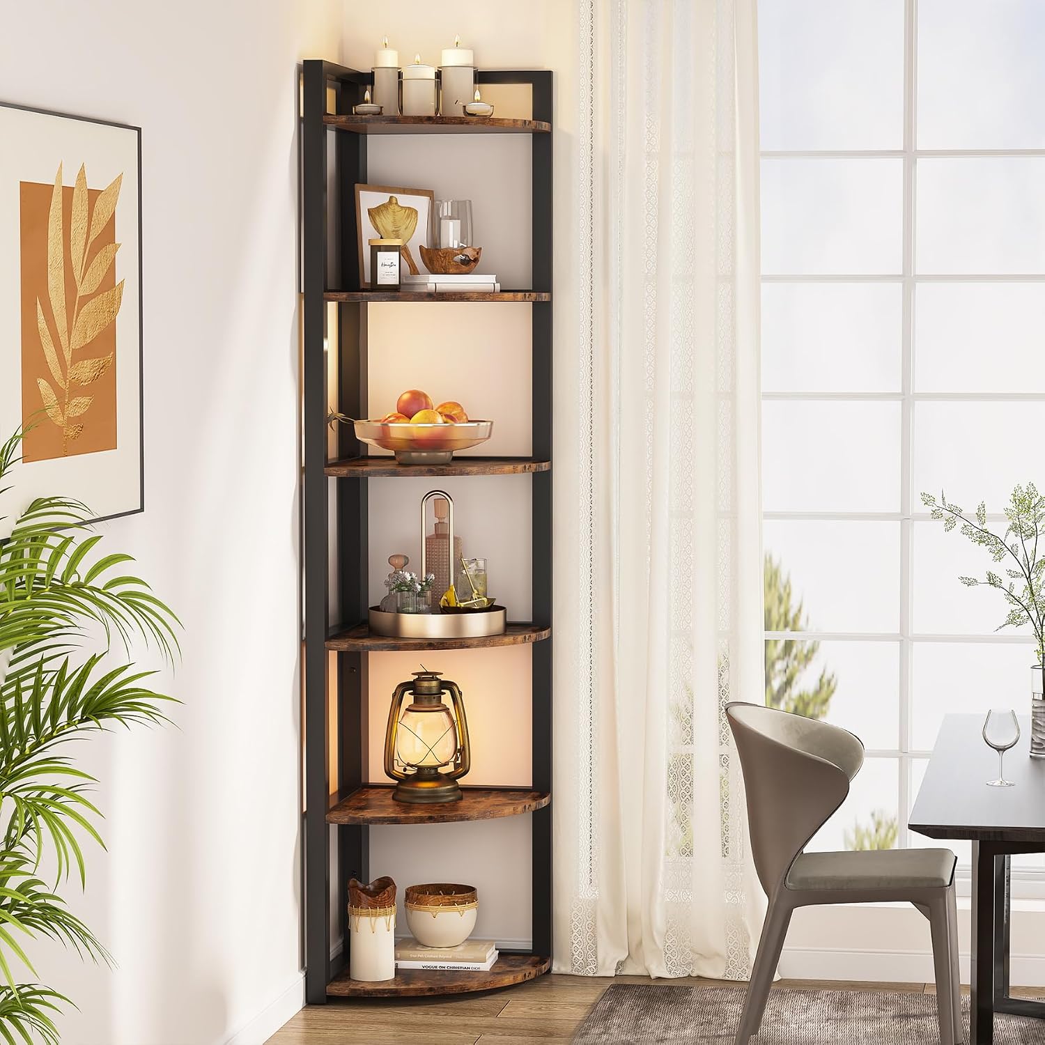 70.9" Rustic 6-Tier Corner Shelf