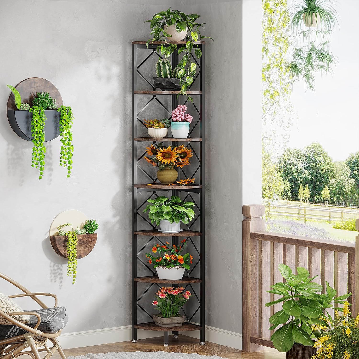 78.7" 7-Tier Industrial Corner Shelf
