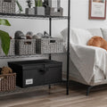 Black Fabric Storage Bin With Lid