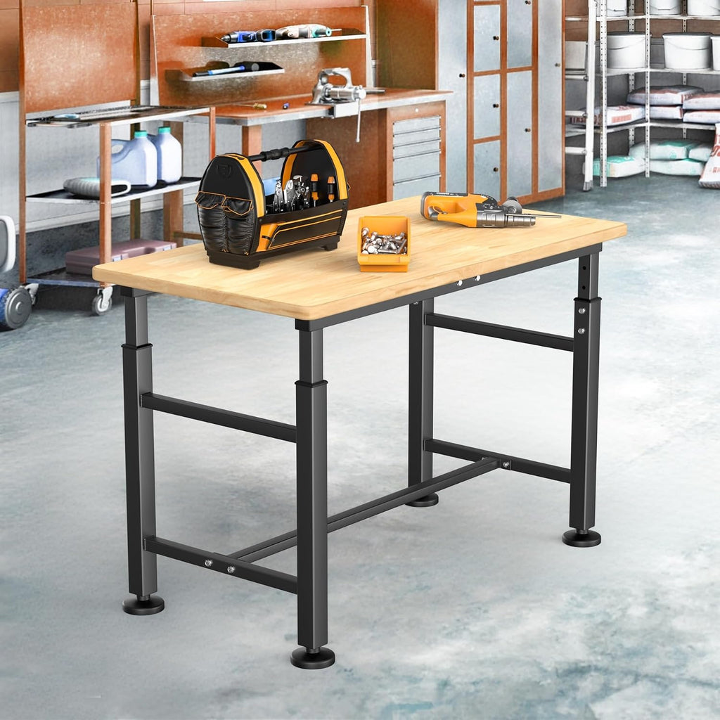 42" Adjustable Rubberwood Workbench 2000 LBS