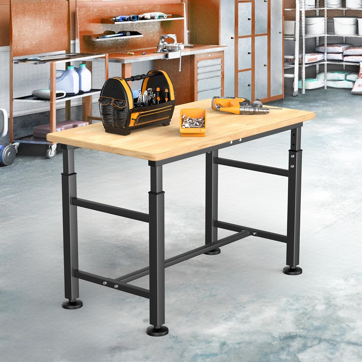 42" Adjustable Rubberwood Workbench 2000 LBS