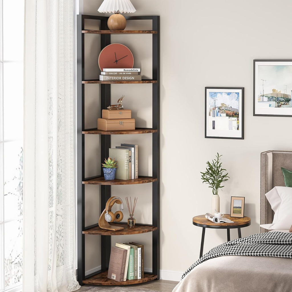 70.9" Rustic 6-Tier Corner Shelf