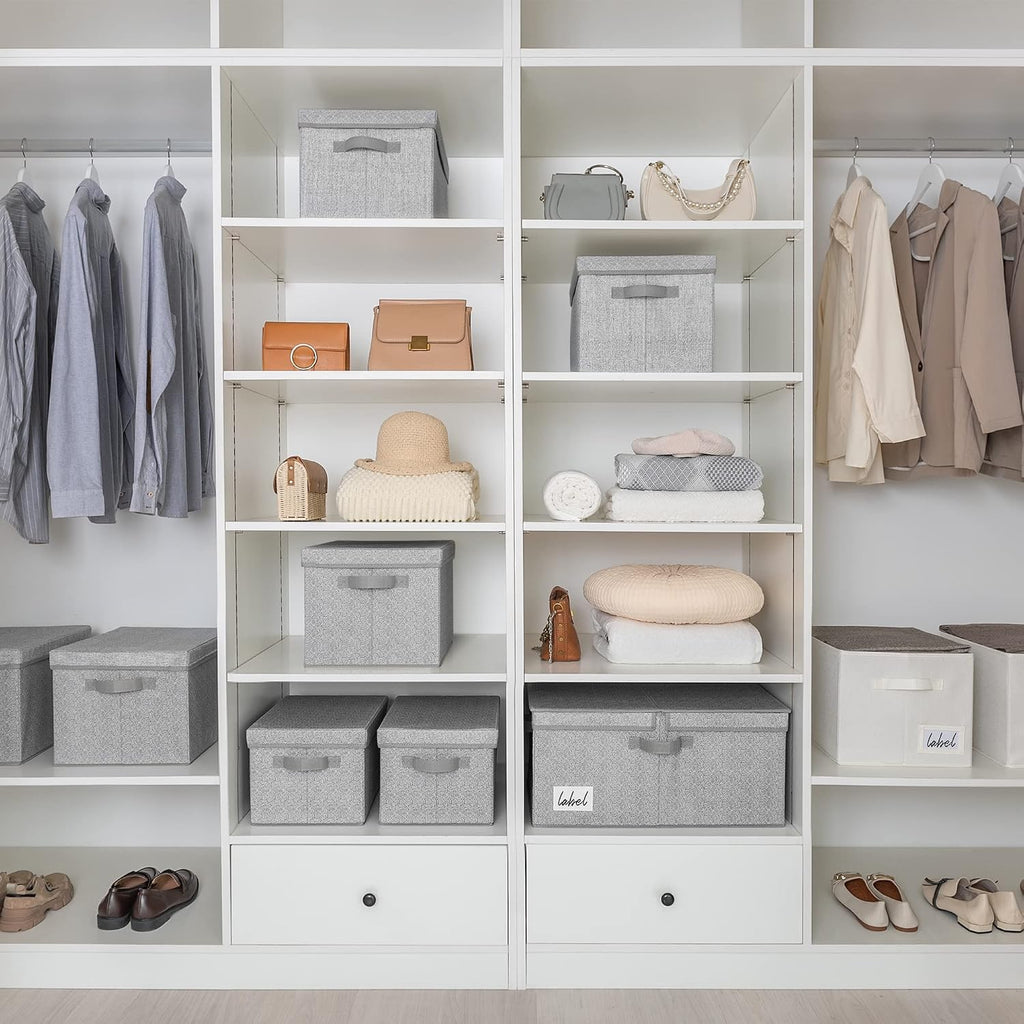 Gray Fabric Storage Bin With Lid