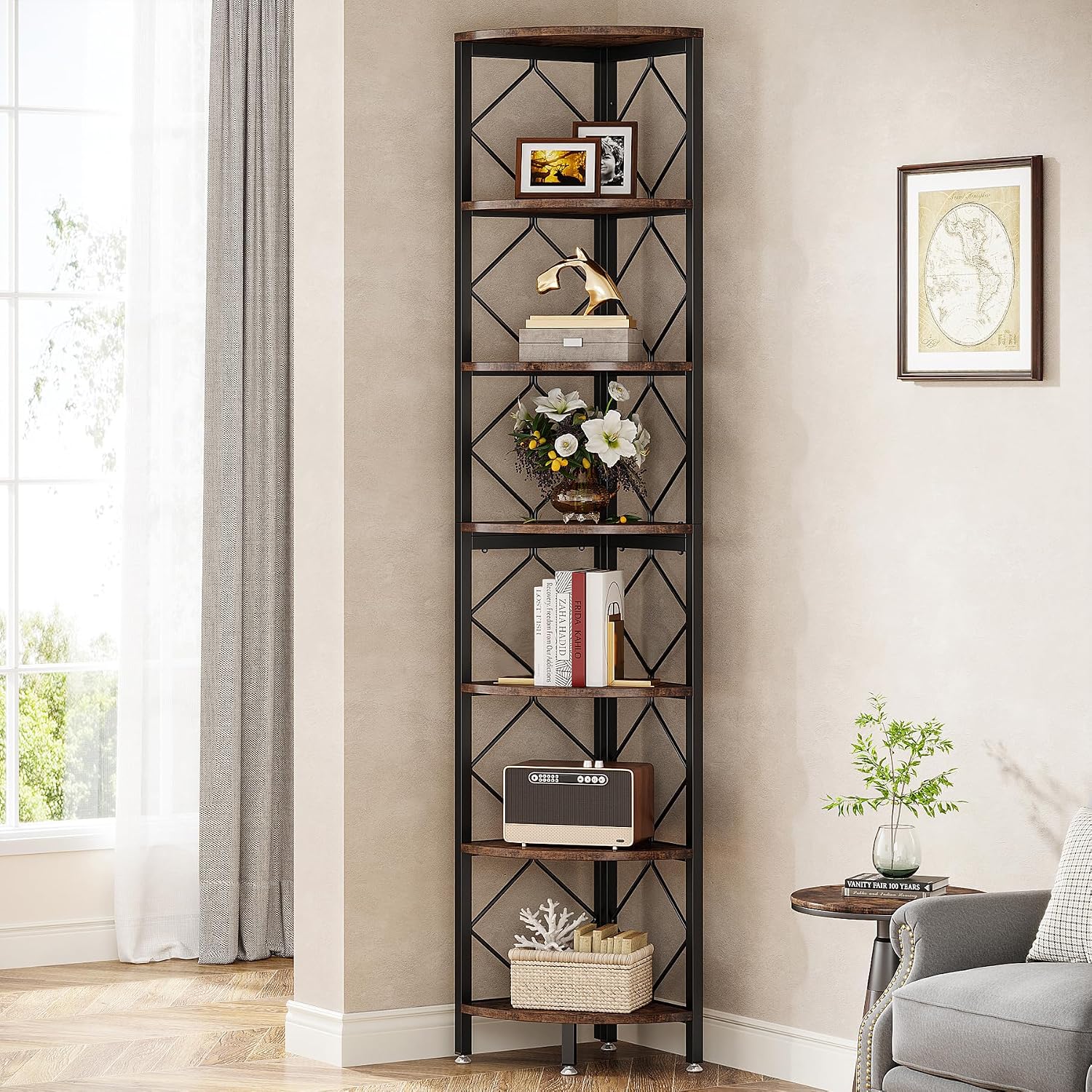 78.7" 7-Tier Industrial Corner Shelf
