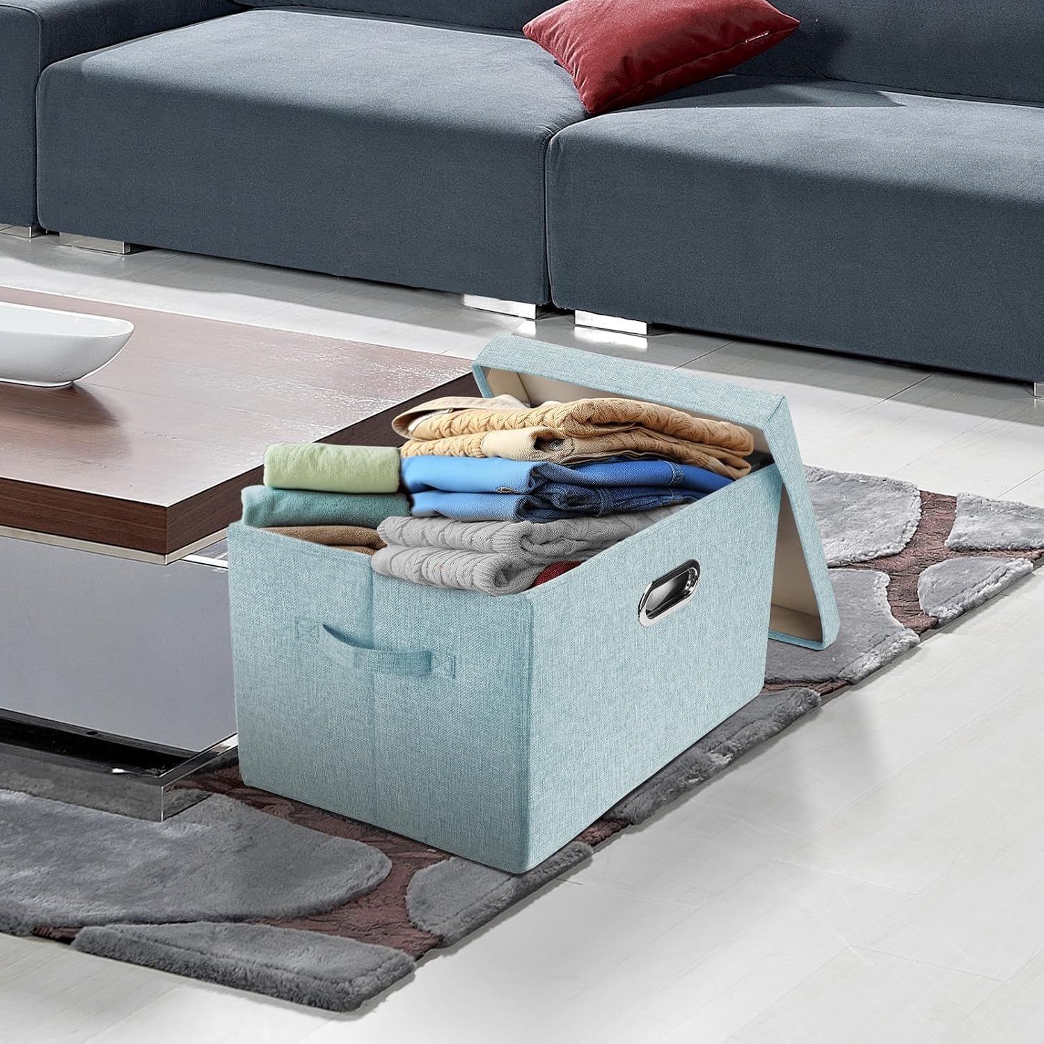2 Pack Aqua Collapsible Storage Bins With Lids