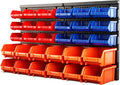 30PC Multi-Color Wall Mount Parts Bin Rack