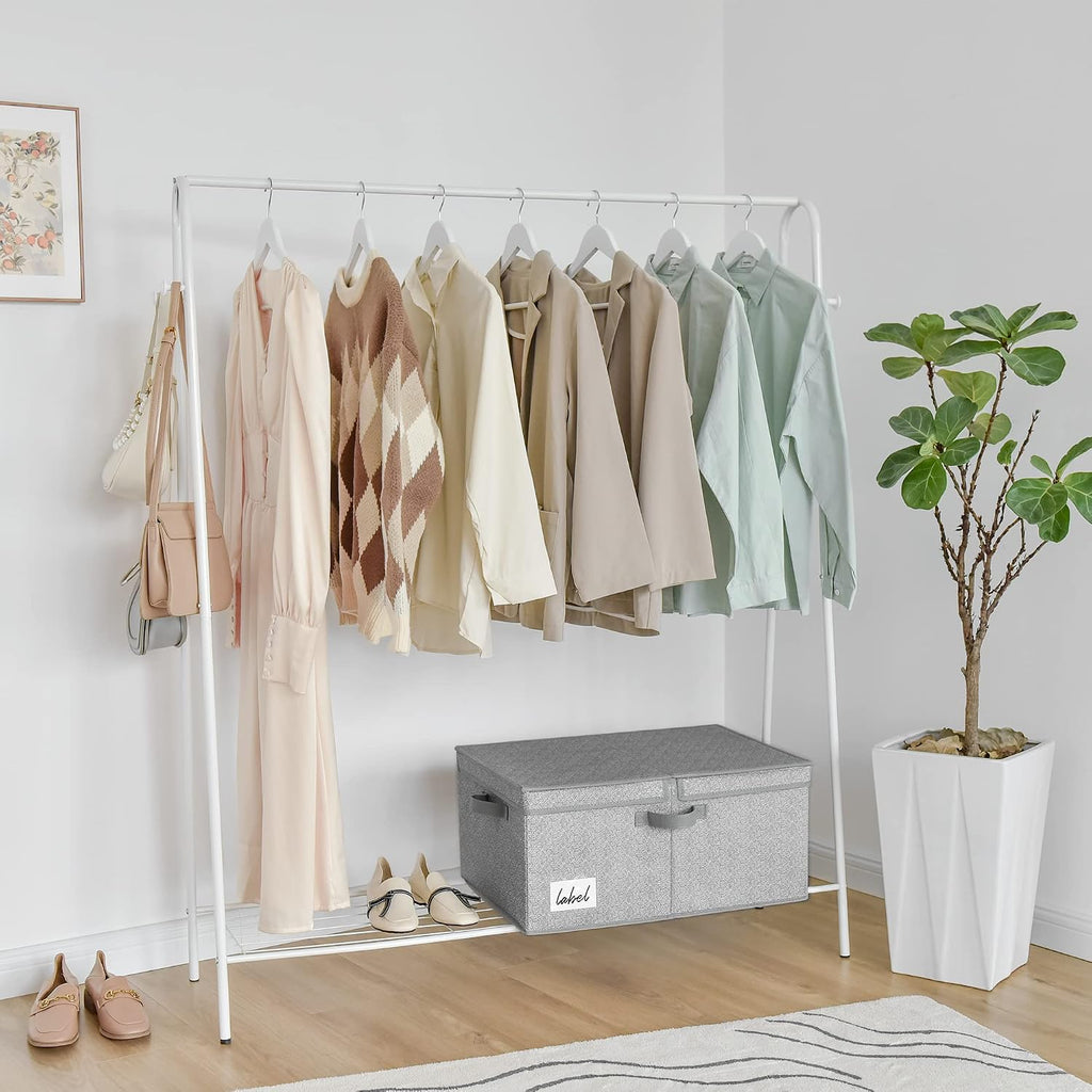 Gray Fabric Storage Bin With Lid