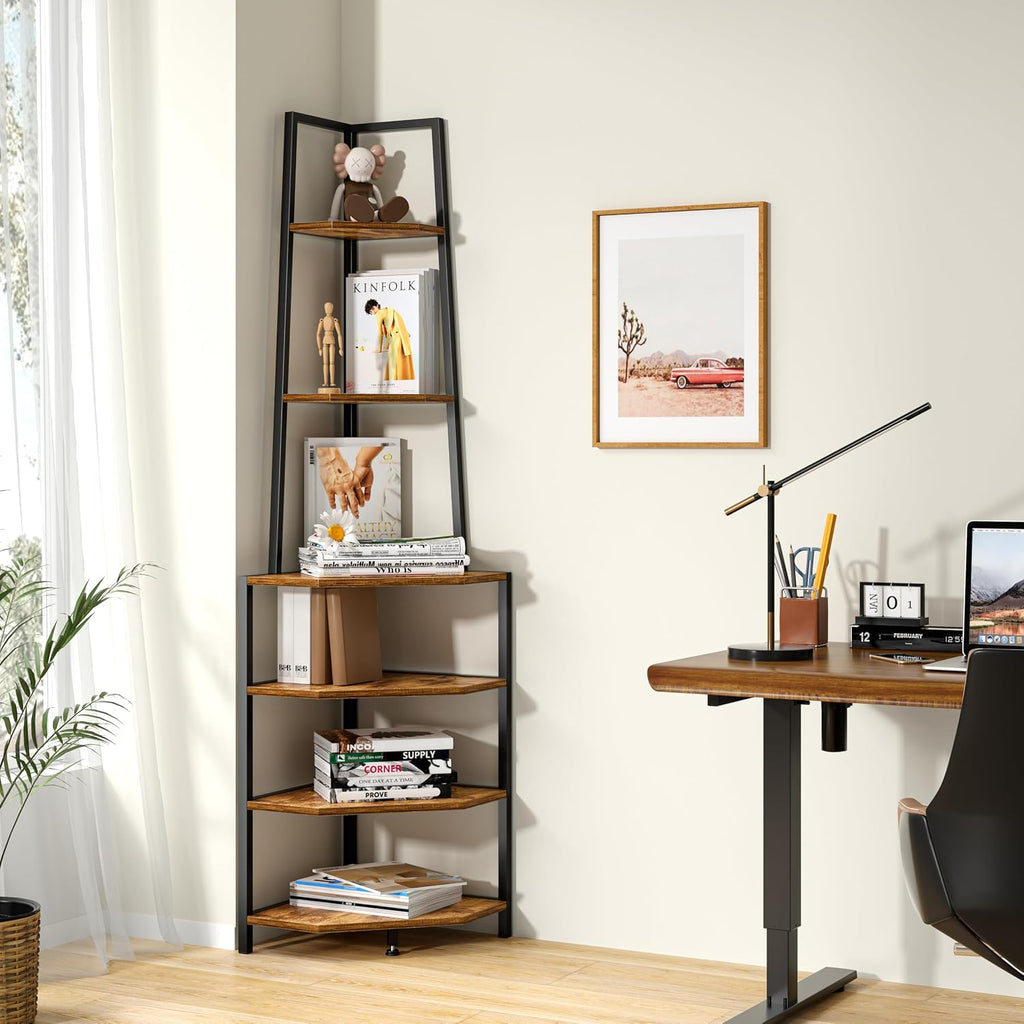 69" Industrial 6-Tier Corner Shelf