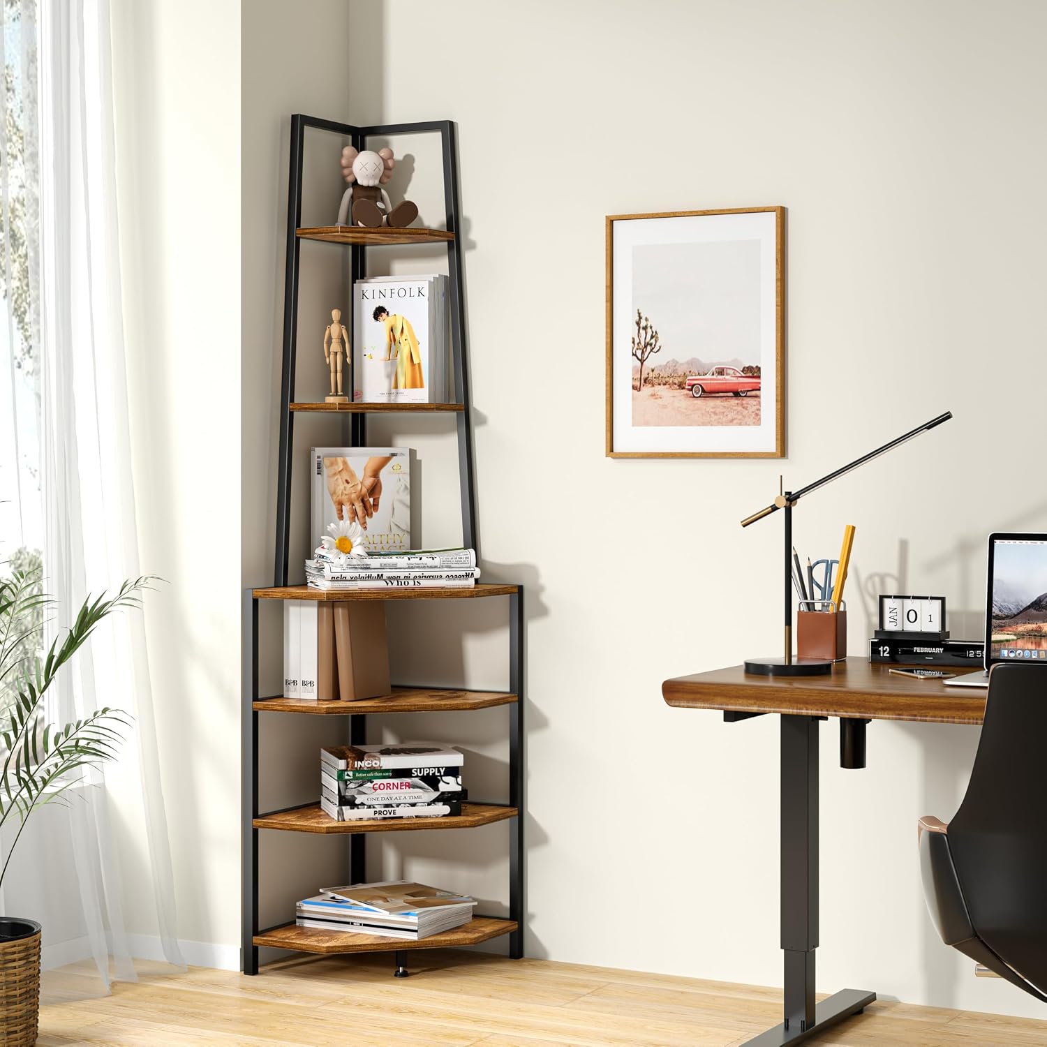 69" Industrial 6-Tier Corner Shelf