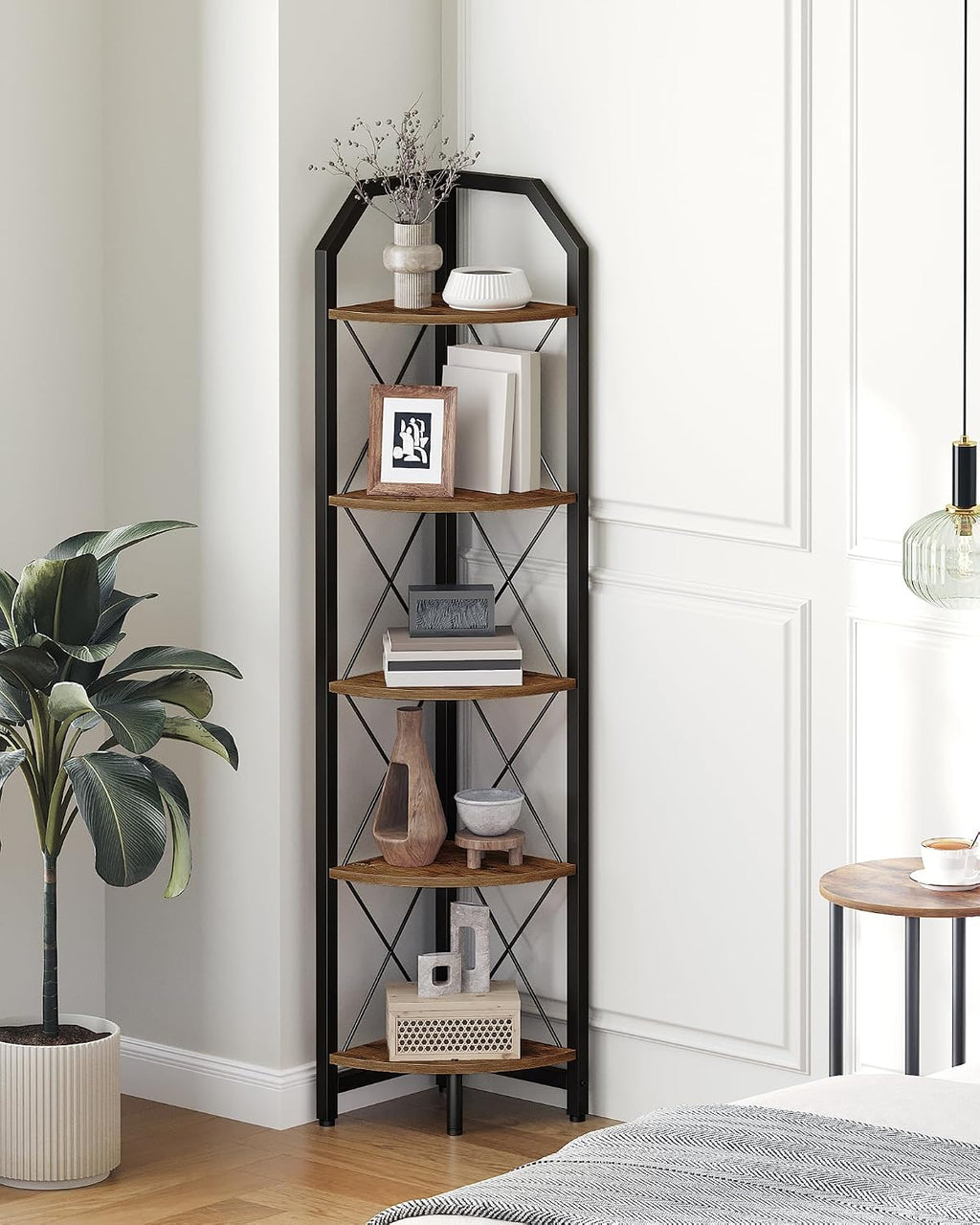 Industrial 5-Tier Corner Plant Shelf