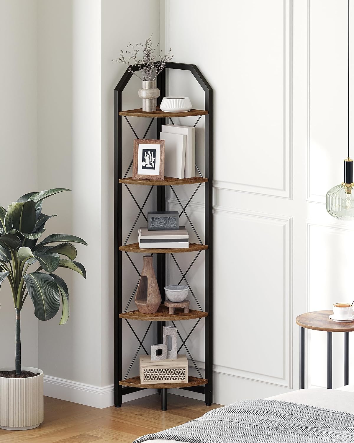 Industrial 5-Tier Corner Plant Shelf