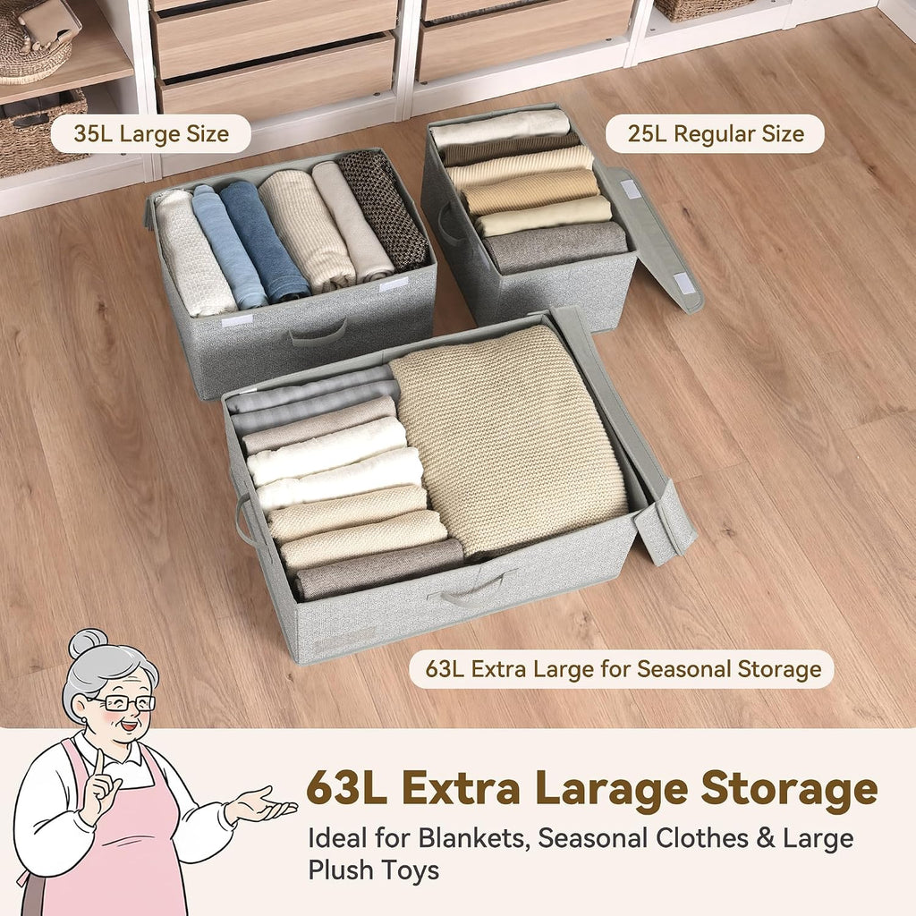 Gray Fabric Storage Bin With Lid