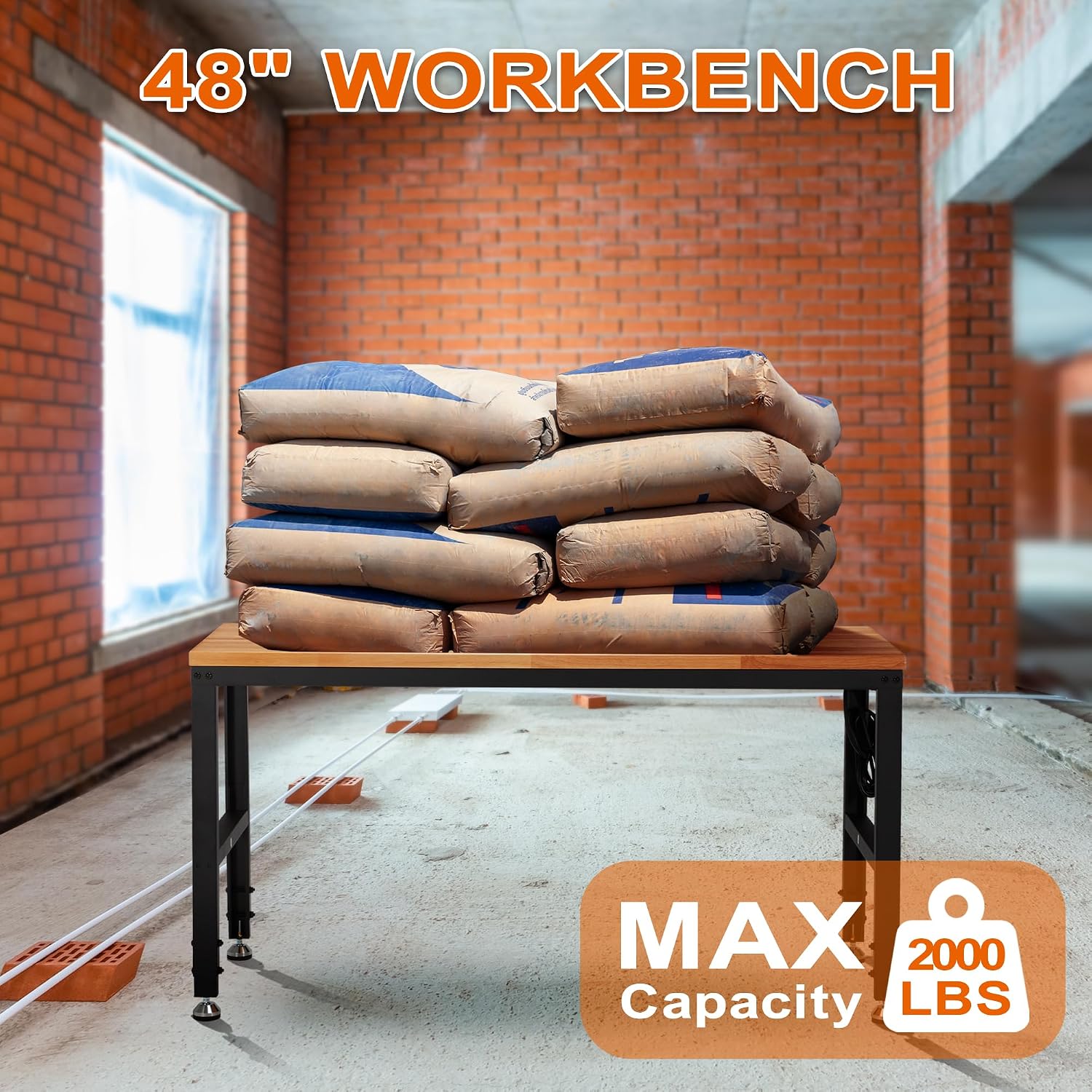 48" Black Rubberwood Power Workbench