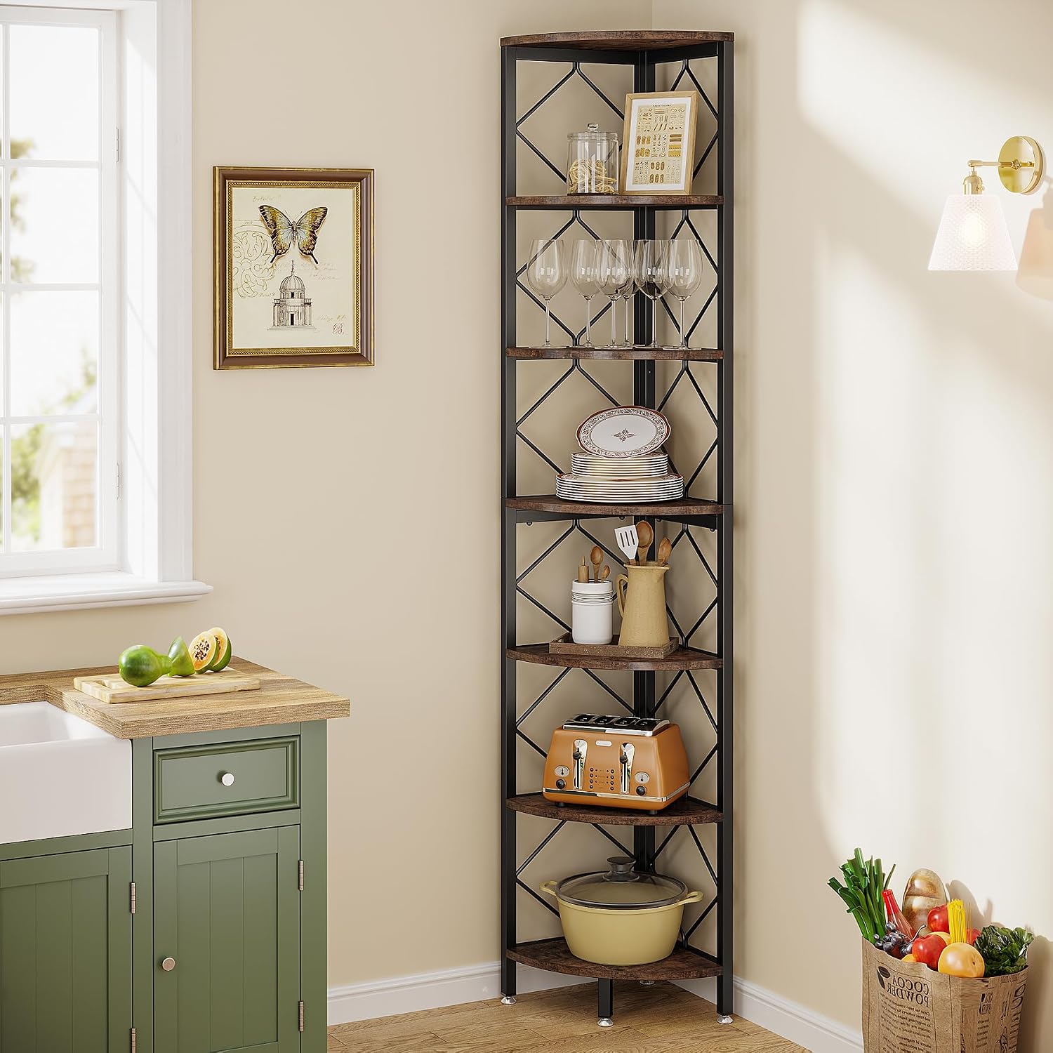 78.7" 7-Tier Industrial Corner Shelf