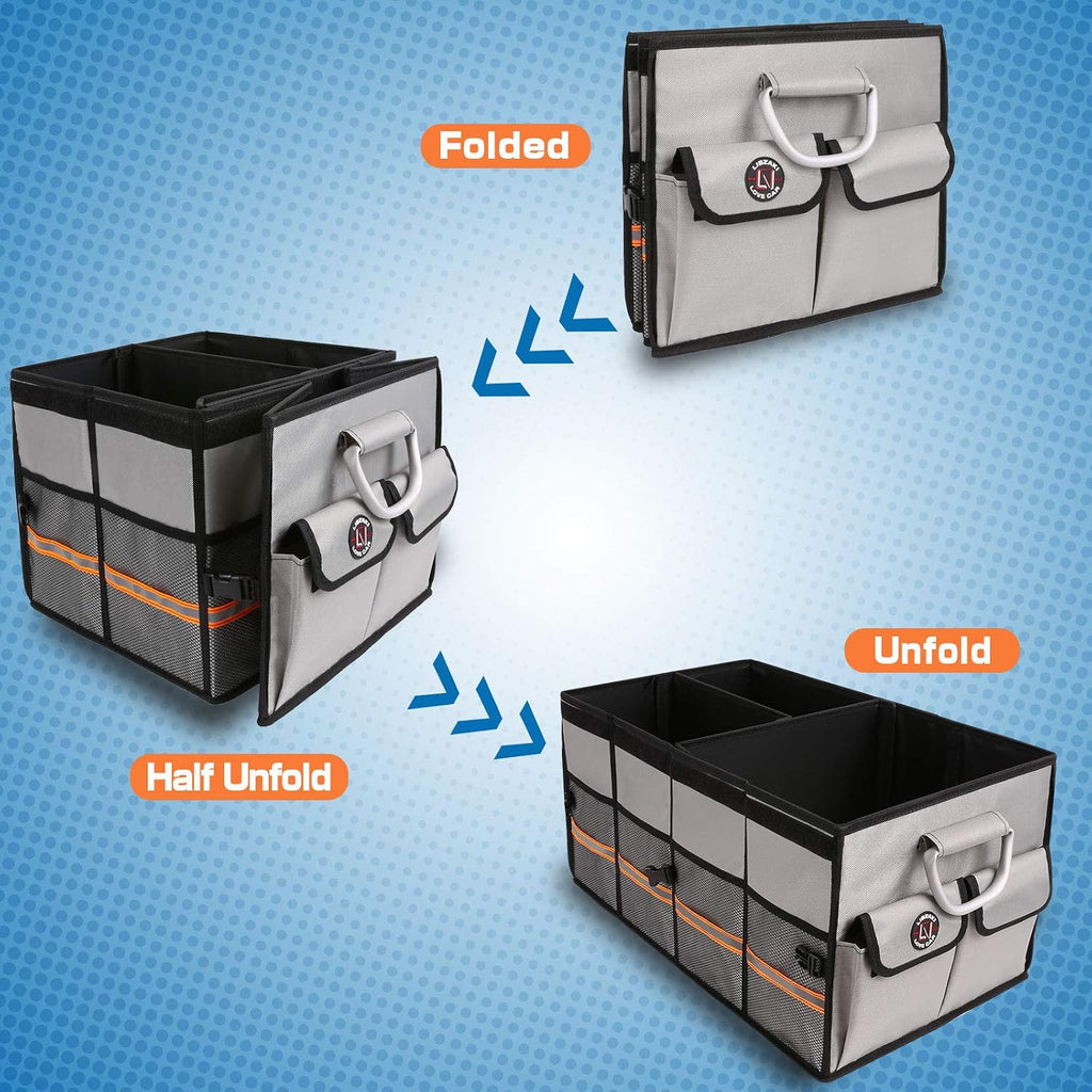 Grey Collapsible Car Trunk Organizer