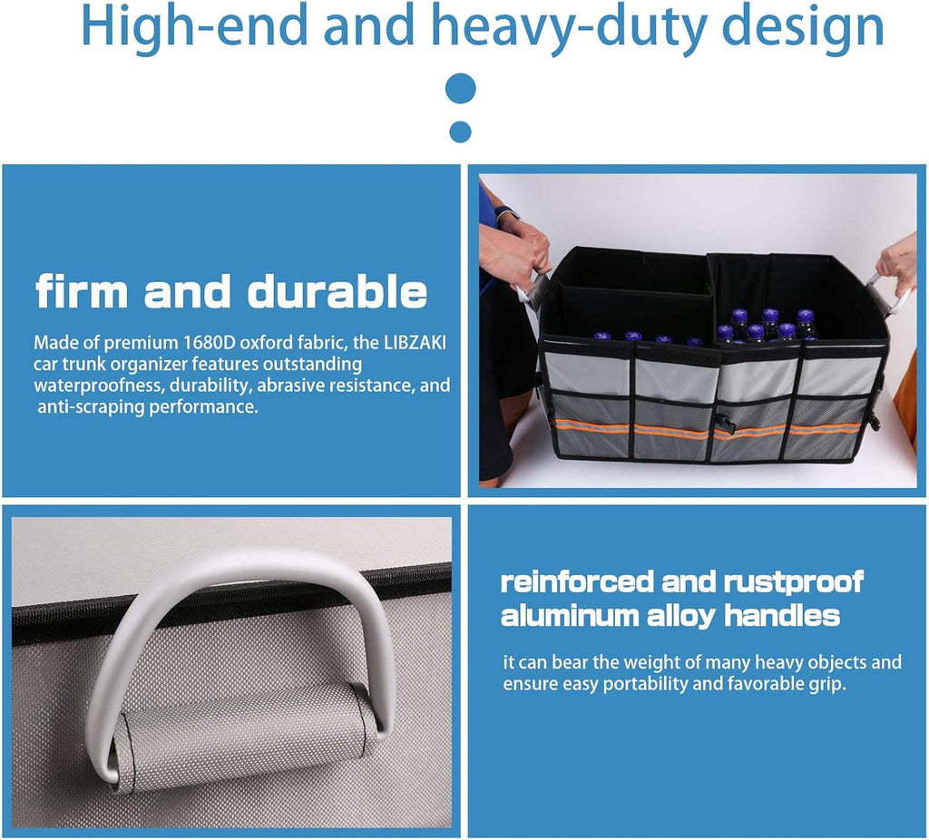 Grey Collapsible Car Trunk Organizer