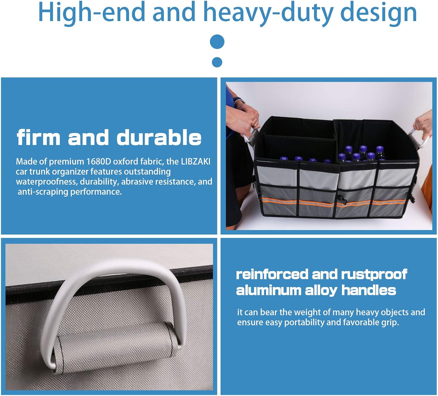 Grey Collapsible Car Trunk Organizer