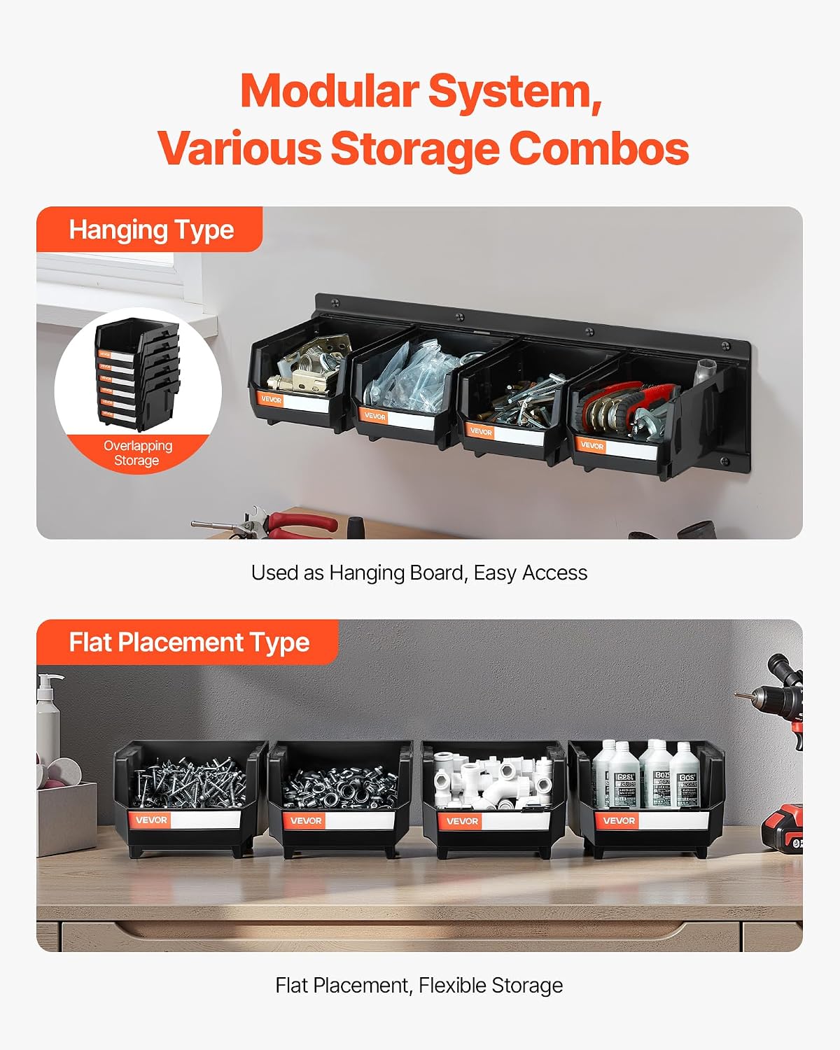 Black Wall Mount 12-Bin Hardware Storage Rack