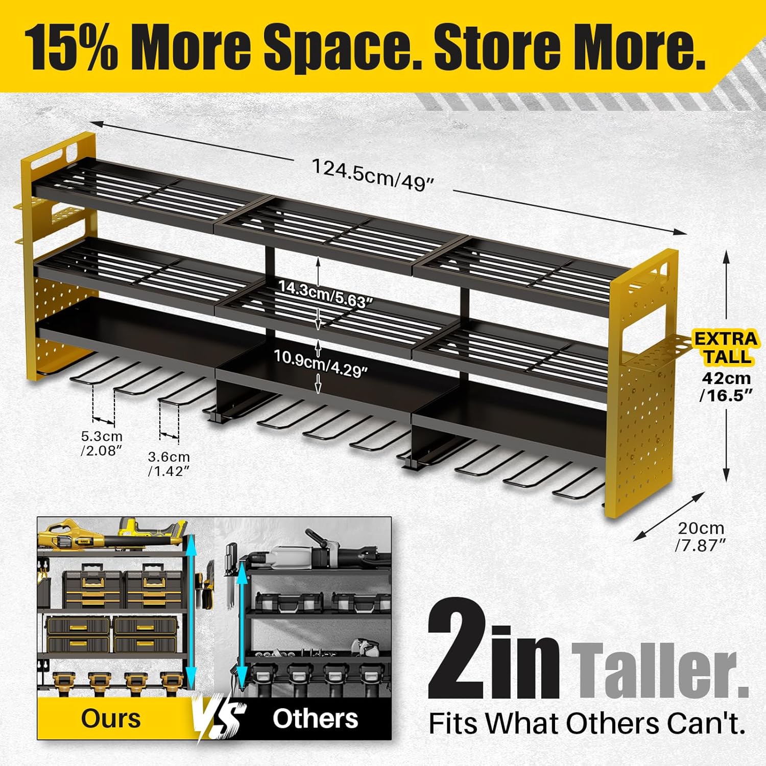 49" Wall Mount Drill Storage Rack 620 LBS