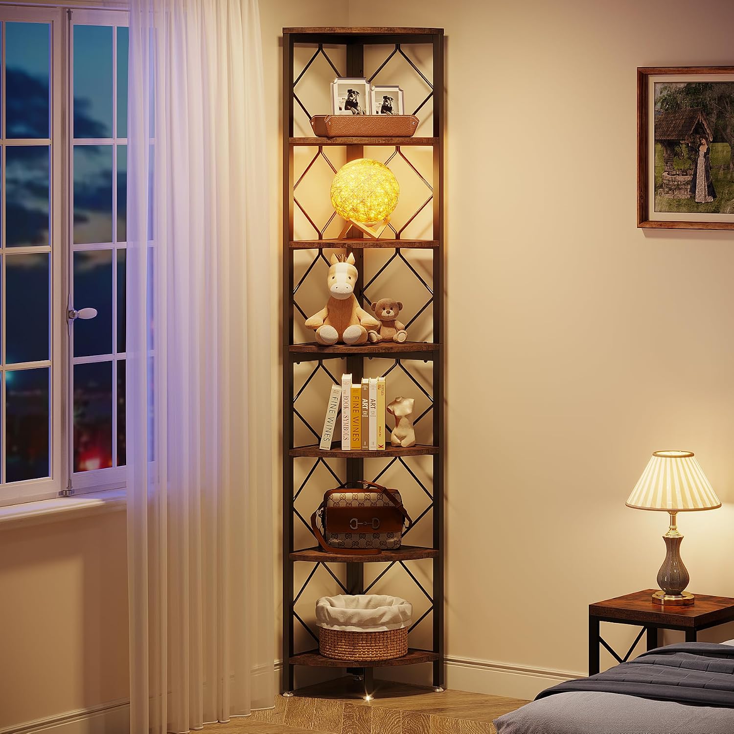 78.7" 7-Tier Industrial Corner Shelf