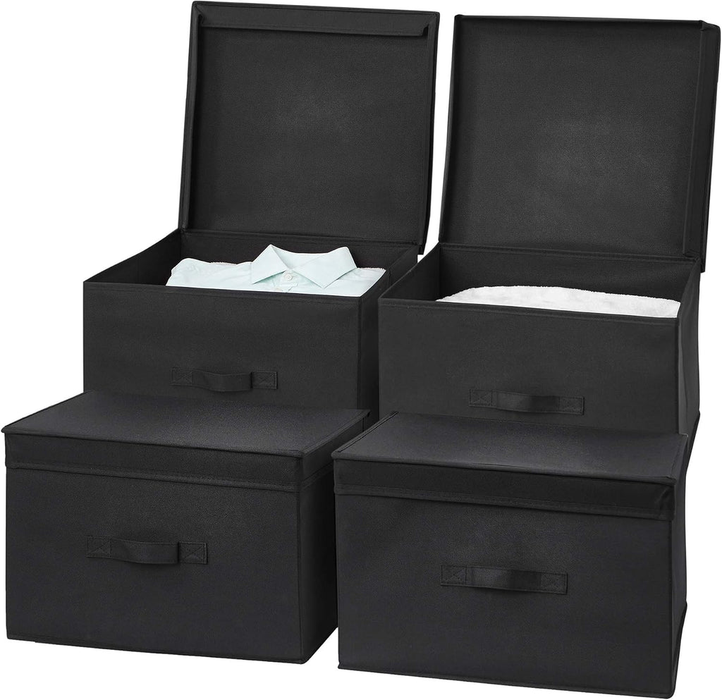 4 Pack Black Jumbo Collapsible Storage Boxes