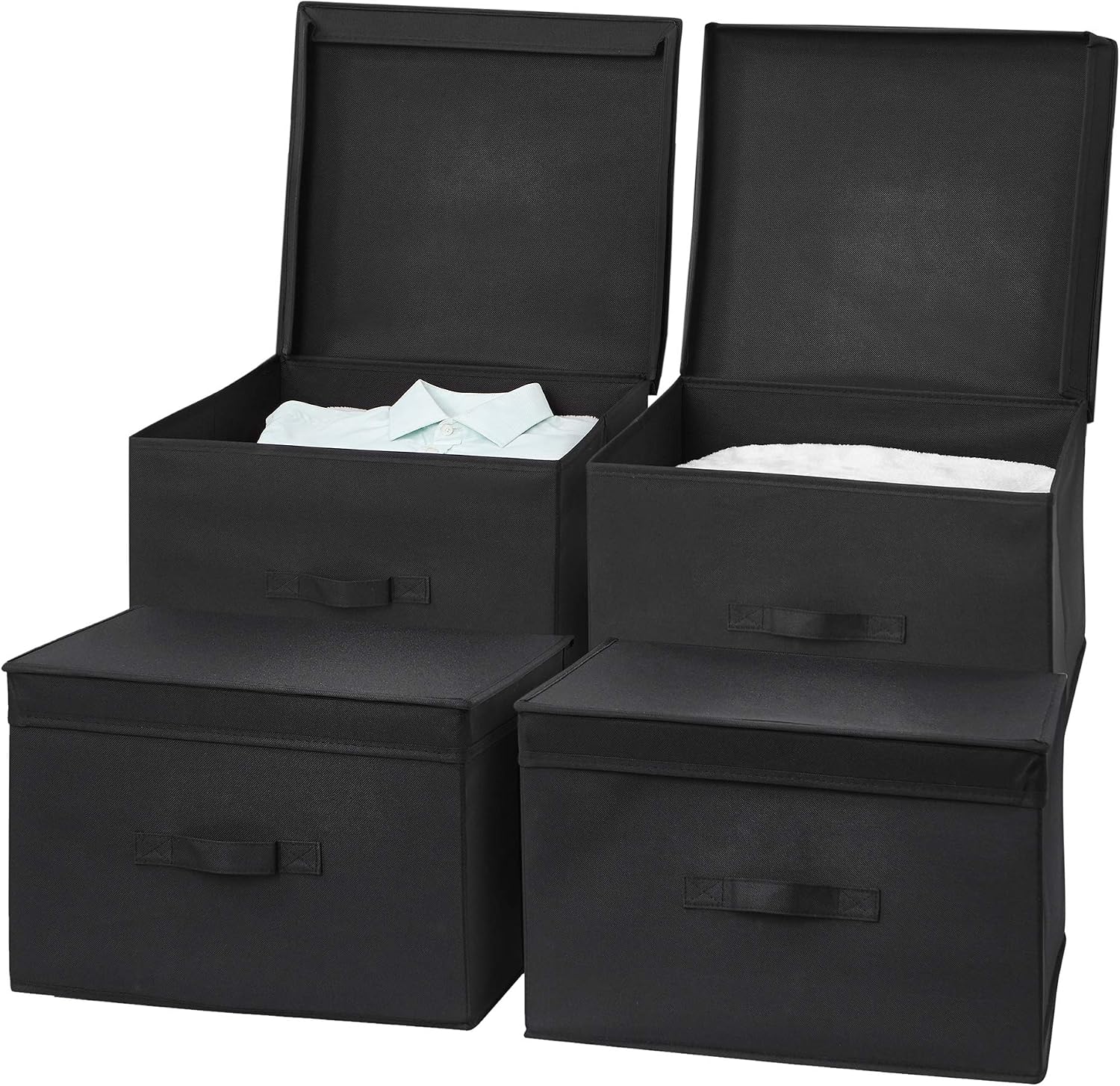 4 Pack Black Jumbo Collapsible Storage Boxes