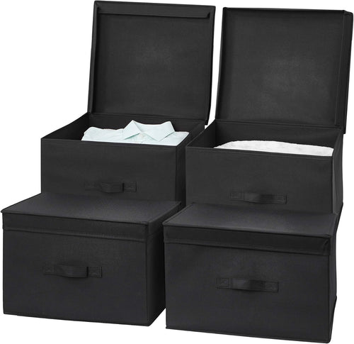 4 Pack Black Jumbo Collapsible Storage Boxes