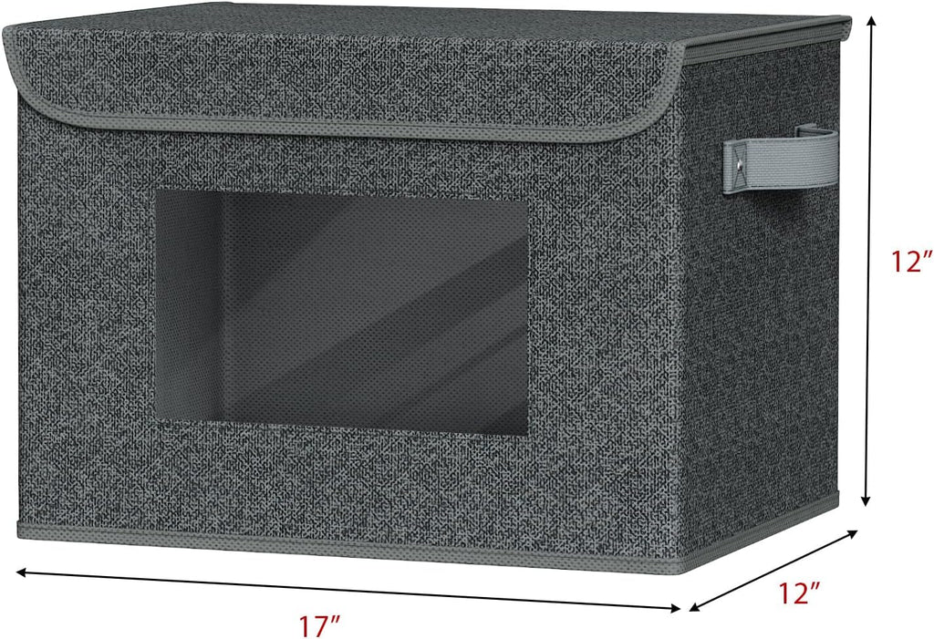 4 Pack Black Stackable Storage Bins with Lids