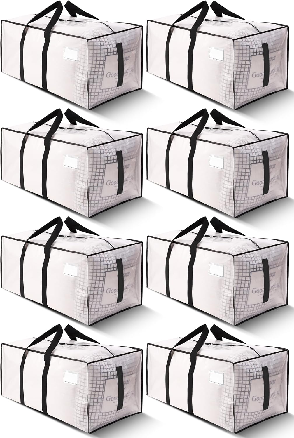 8 Pack Semi-Transparent Heavy Duty Water Resistant Moving Bags