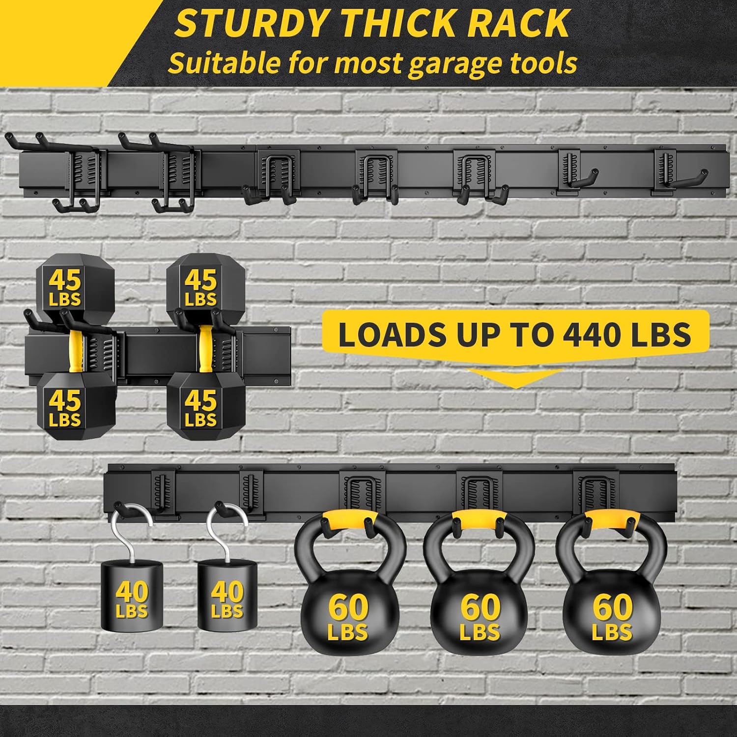 48" Wall Mount Garage Tool Storage Rack 440 LBS