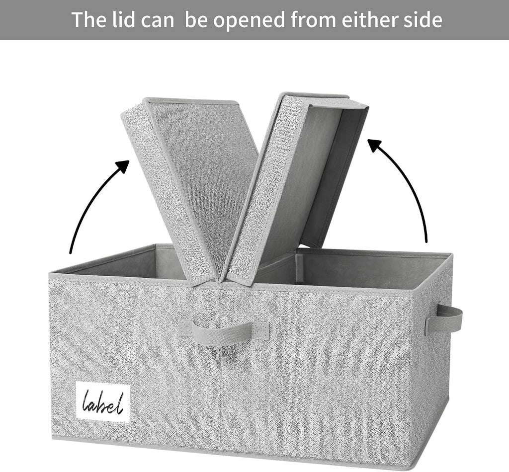 Gray Fabric Storage Bin With Lid
