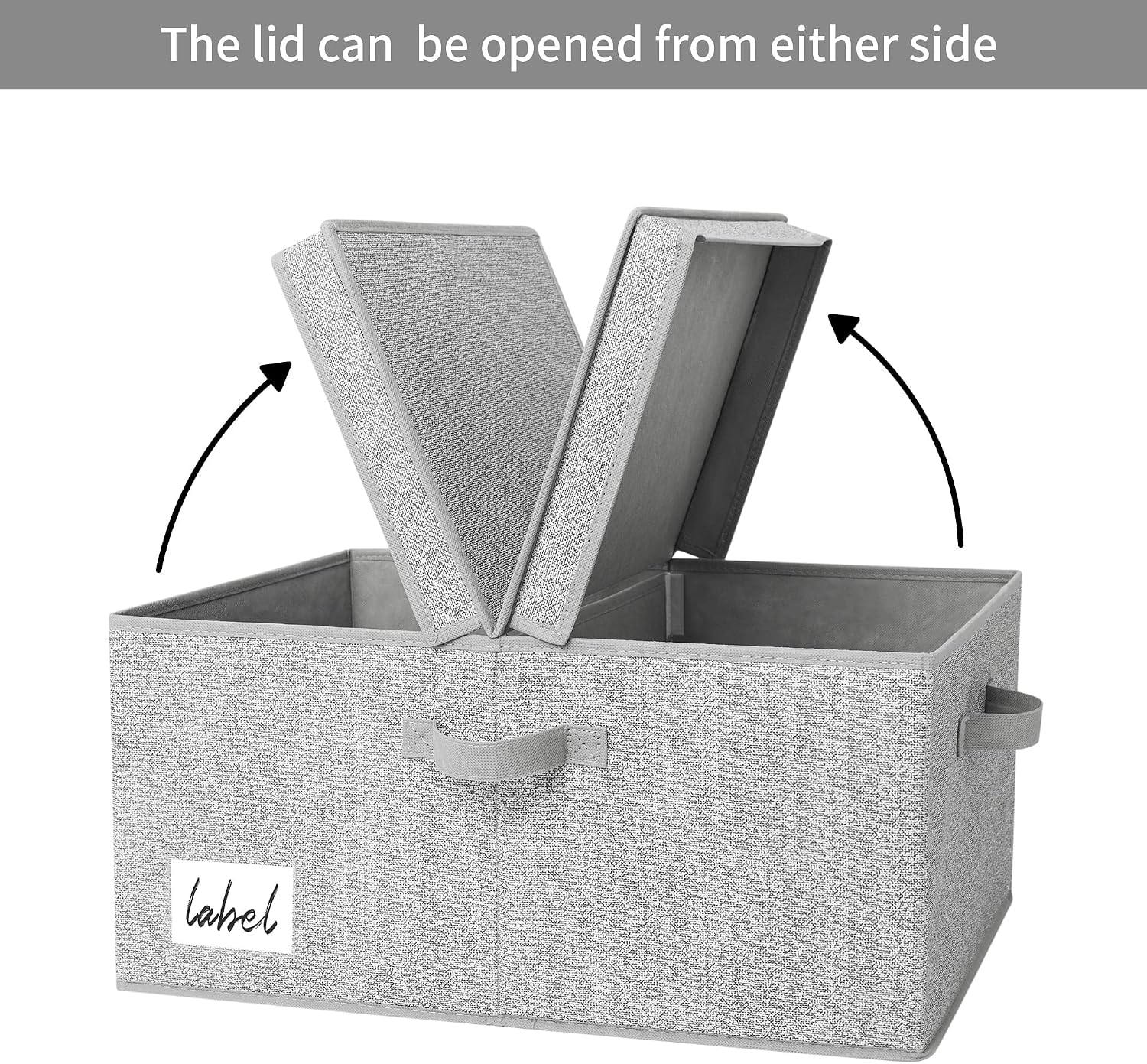 Gray Fabric Storage Bin With Lid
