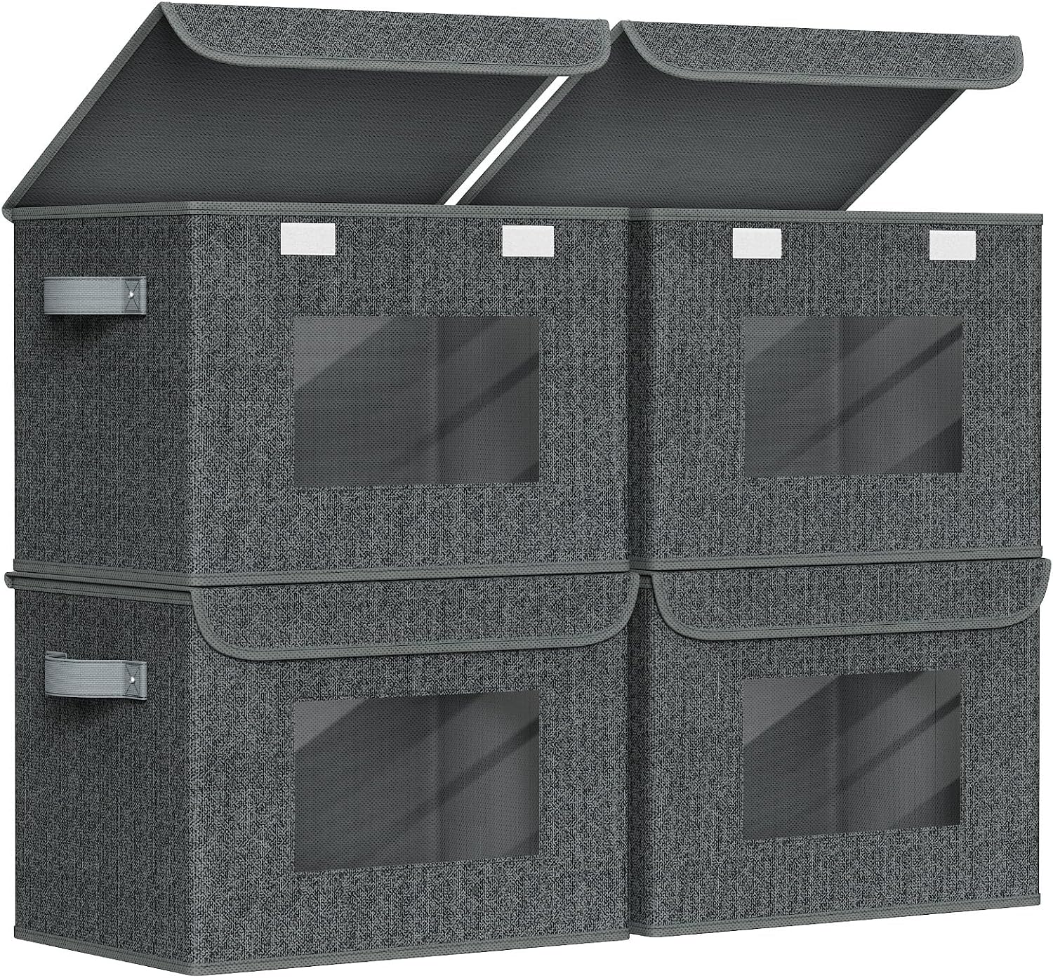 4 Pack Black Stackable Storage Bins with Lids