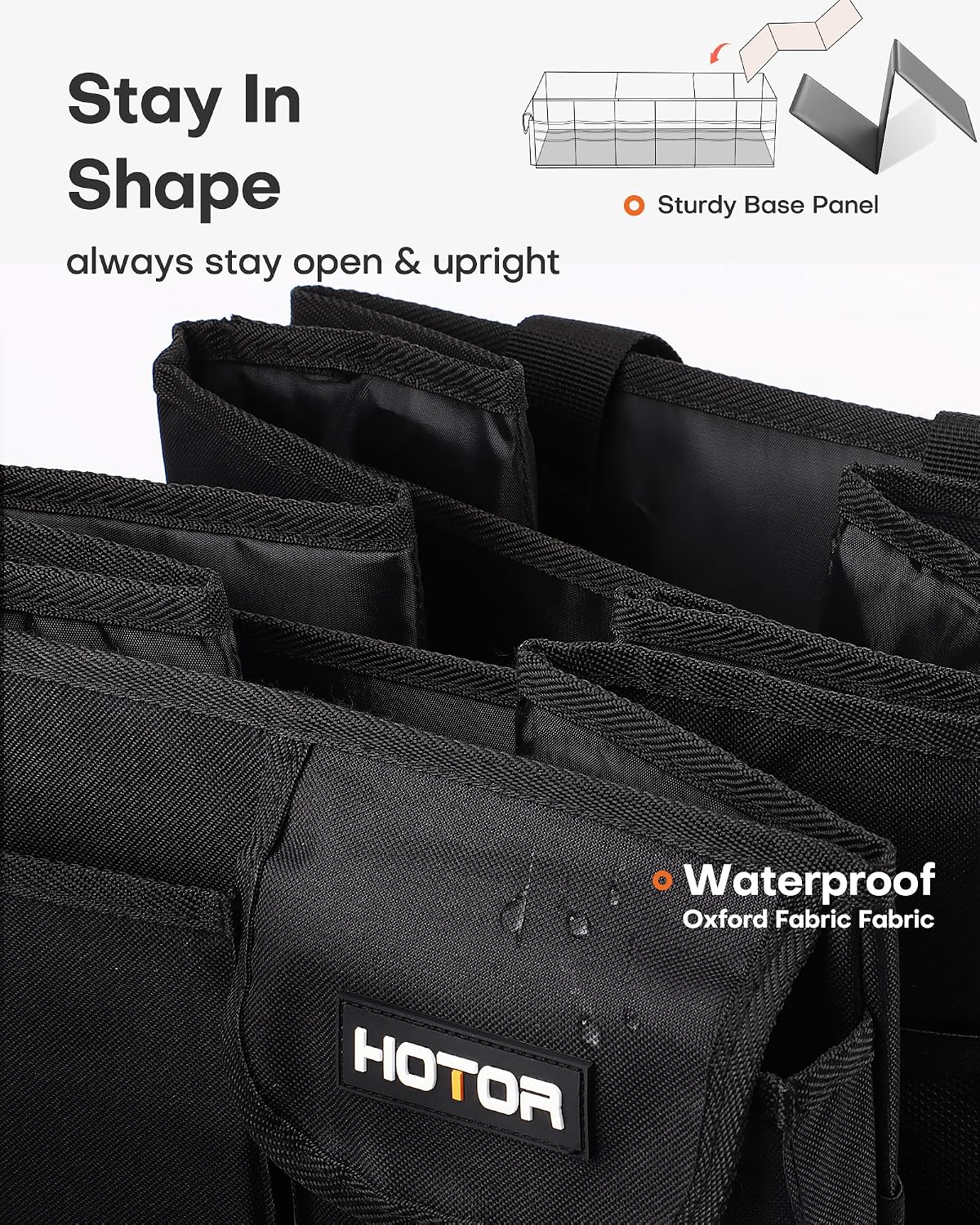 Black 3 Compartment Foldable Car Trunk Organizer
