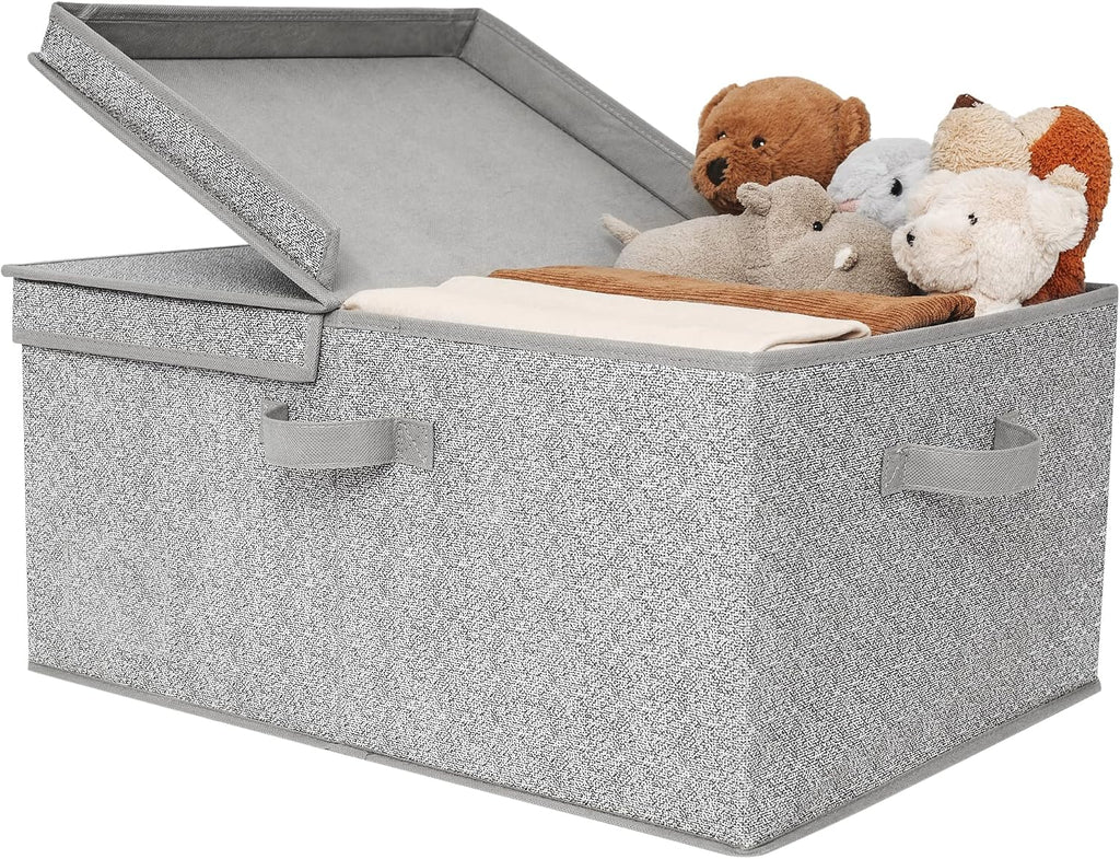 Gray Fabric Storage Bin With Lid
