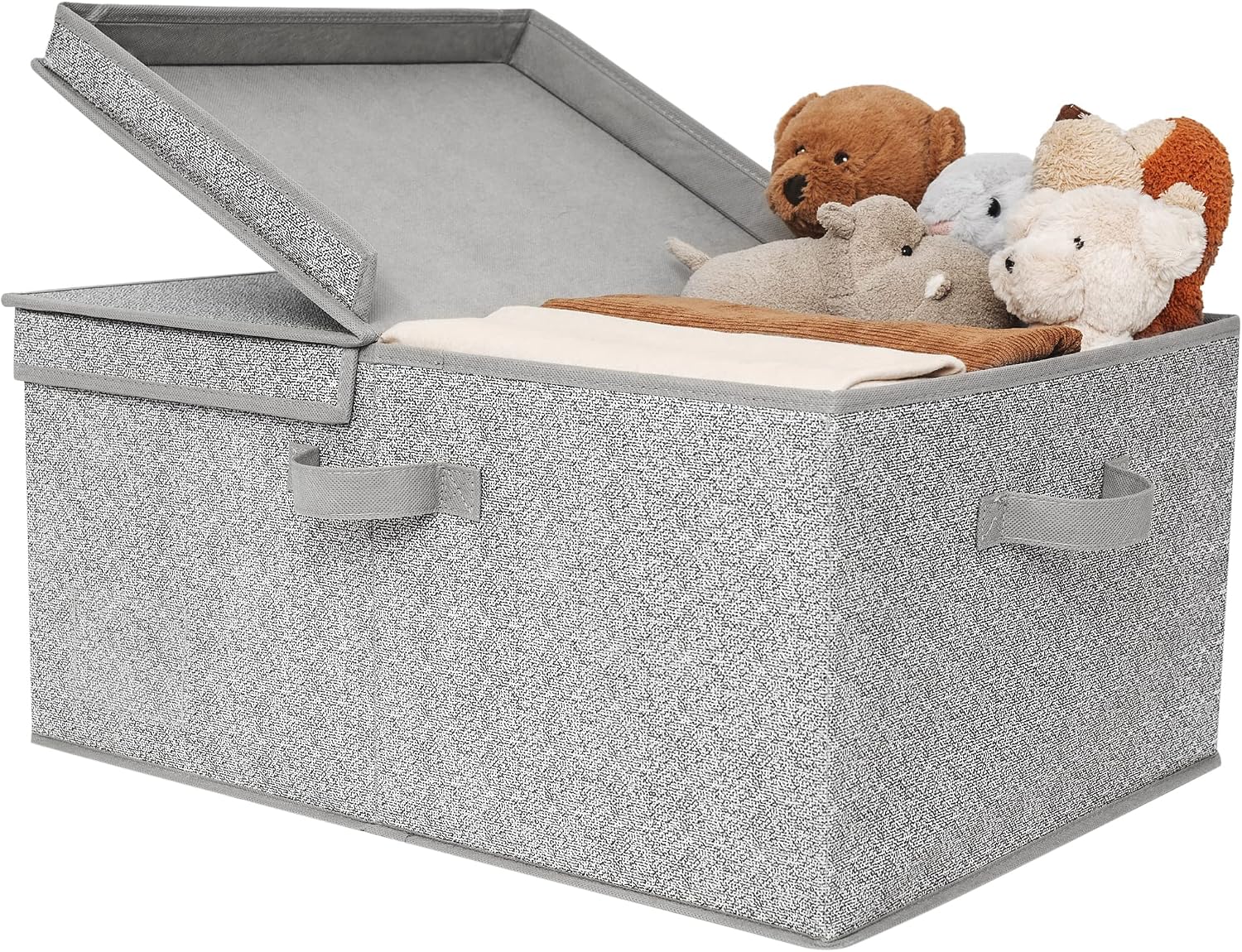 Gray Fabric Storage Bin With Lid