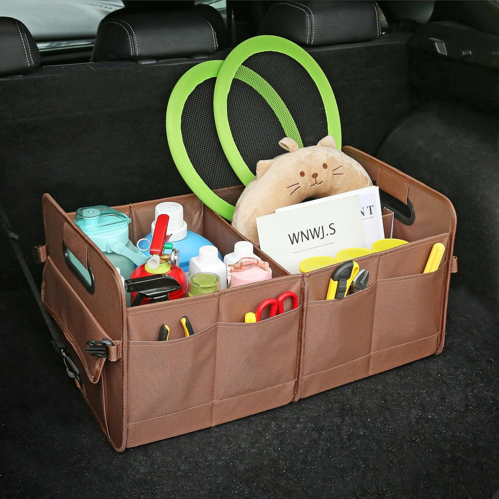 Brown Foldable Car Trunk Organizer