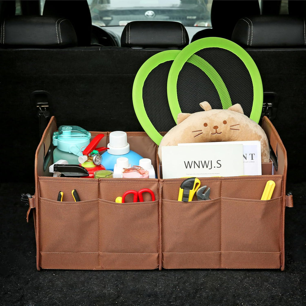 Brown Foldable Car Trunk Organizer