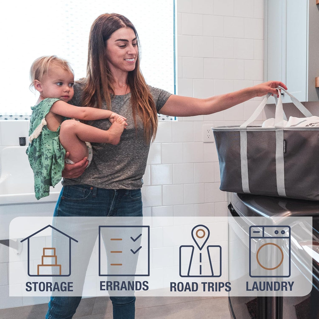 2 Pack Denim 50L Collapsible Laundry Tote Storage Bin
