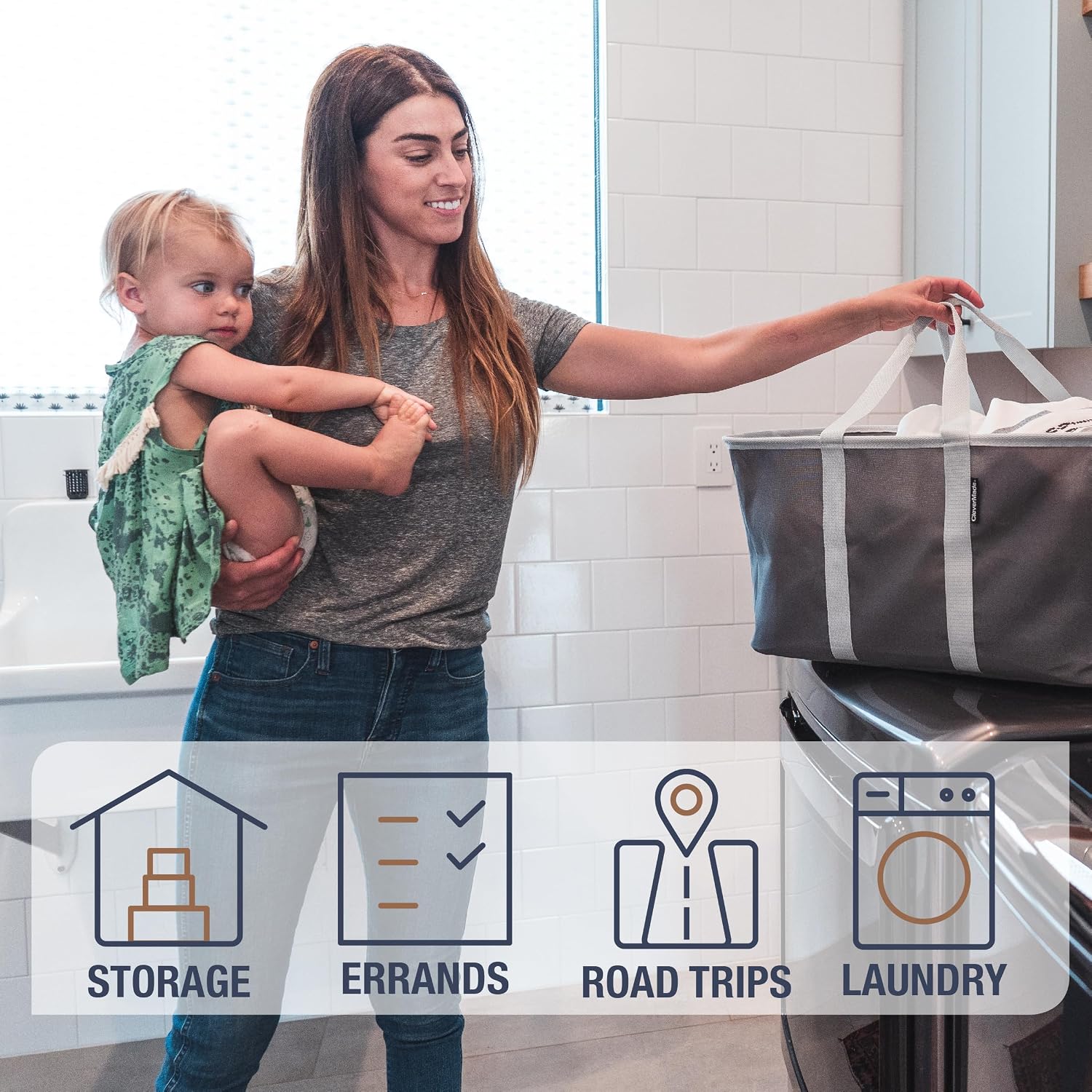 2 Pack Denim 50L Collapsible Laundry Tote Storage Bin