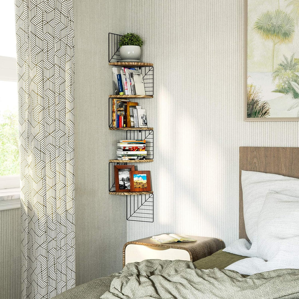 Rustic Floating 5-Tier Corner Shelf