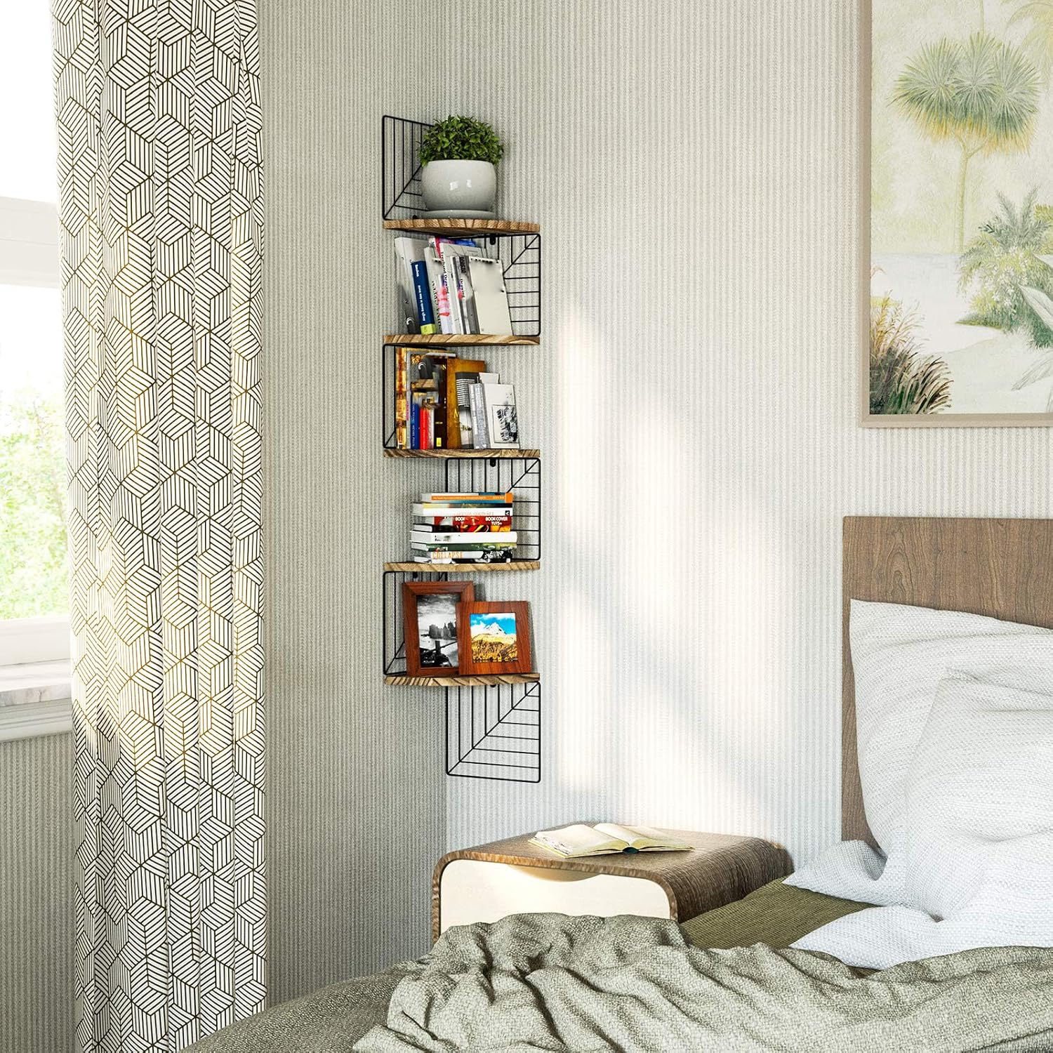 Rustic Floating 5-Tier Corner Shelf