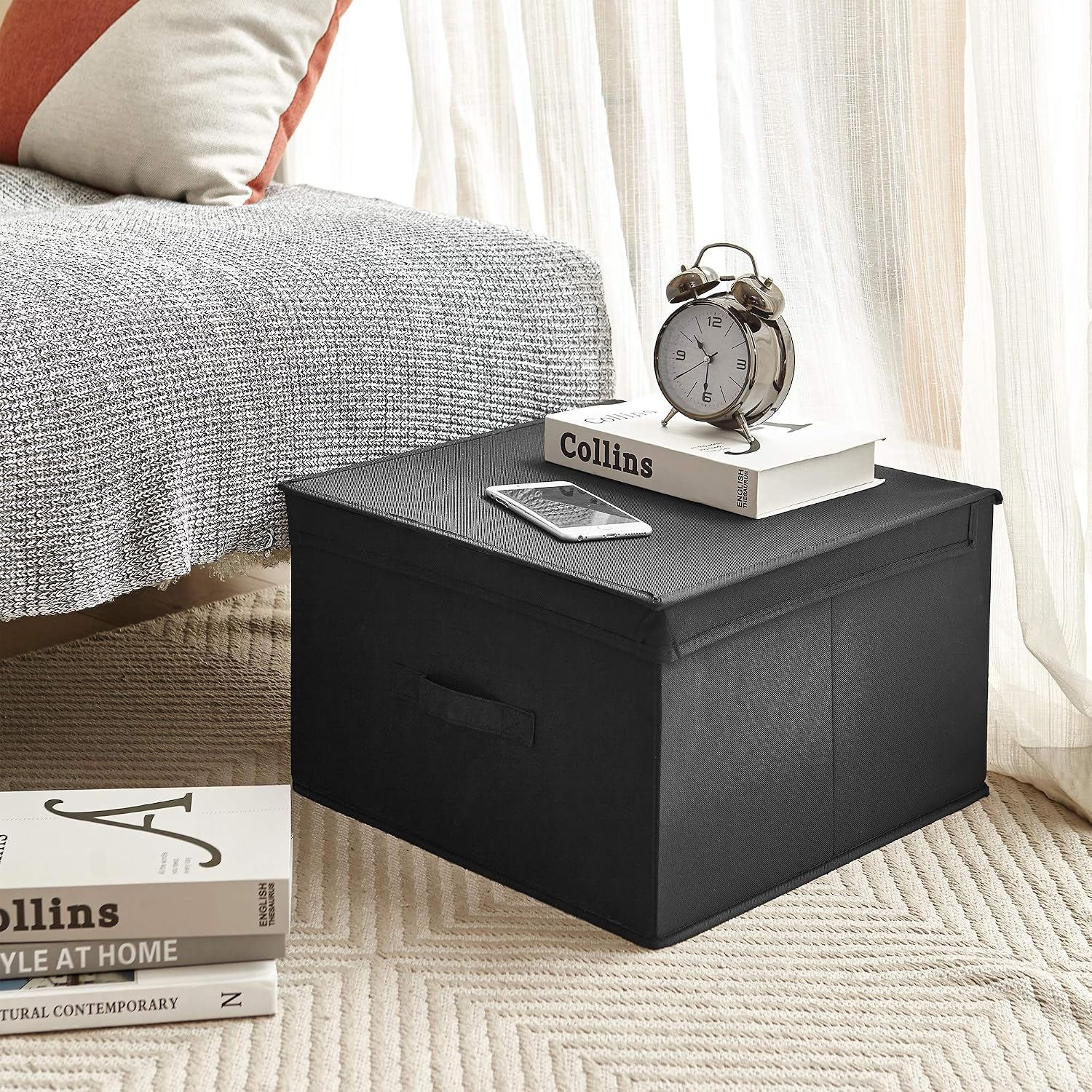 4 Pack Black Jumbo Collapsible Storage Boxes